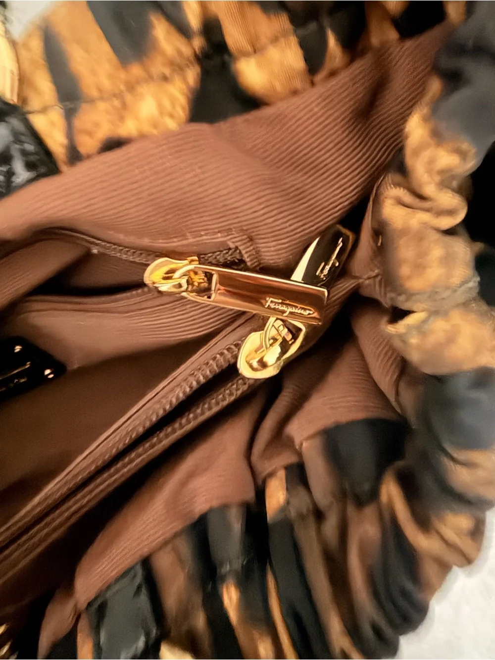 Salvatore Ferragamo Leopard Print Tote in Tan and Black